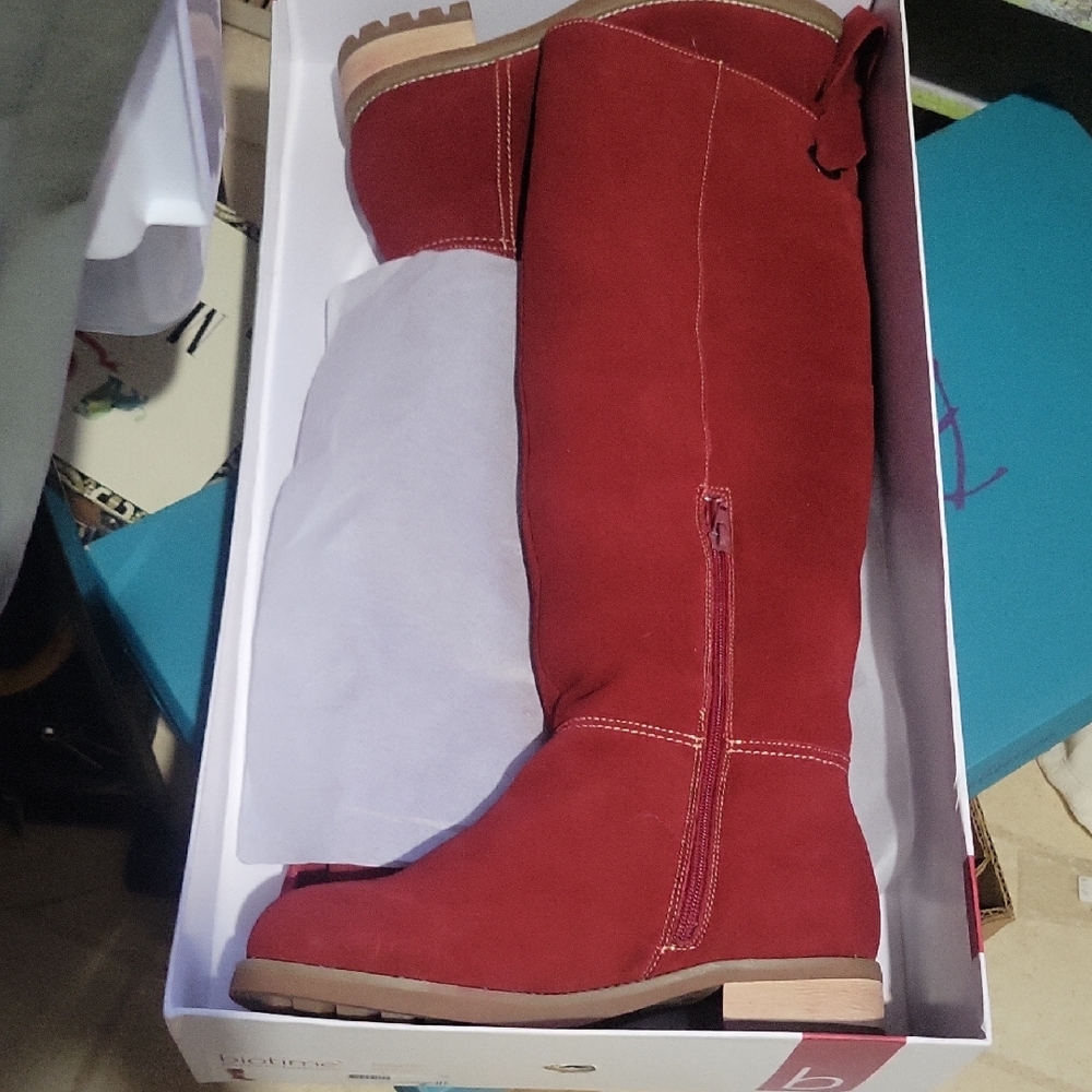 BIOTIME Red Knee-High Women's Boots Brand New